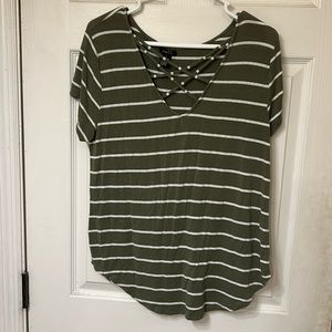 Rue 21 Green/white stripe Top